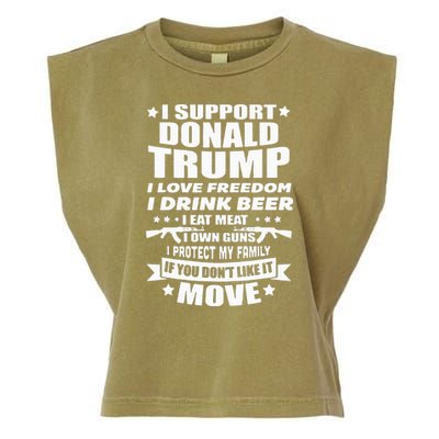 I Support Donald Trump I Love Freedom I Drink Beer Garment-Dyed Women's Muscle Tee
