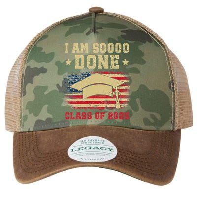 Im So Done Class Of 2025 Graduation 2025 US Flag Gift Legacy Tie Dye Trucker Hat