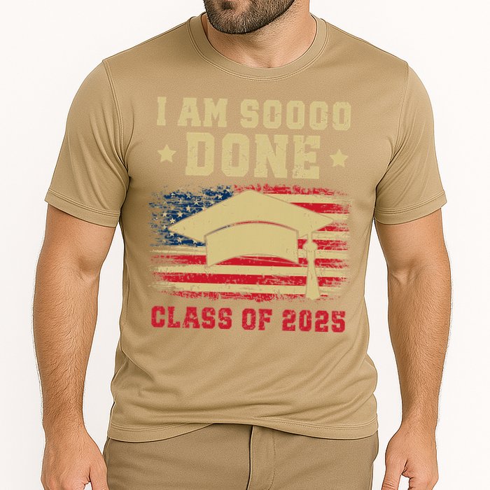 Im So Done Class Of 2025 Graduation 2025 US Flag Gift Cooling Performance Crew T-Shirt