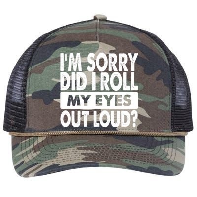 Im Sorry Did I Roll My Eyes Out Loud Funny Retro Rope Trucker Hat Cap