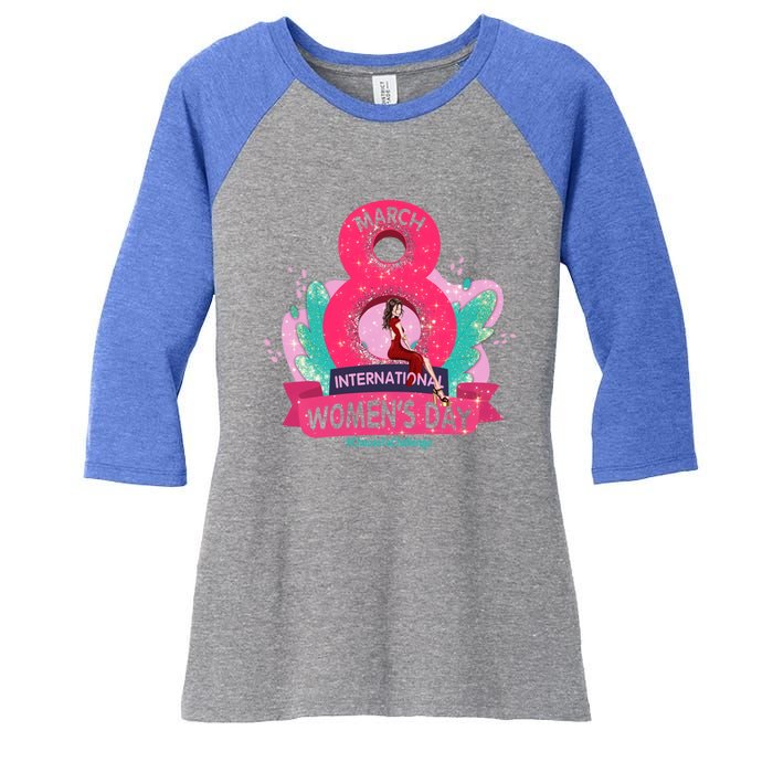 International S Day 8 March 2024 #Choosetochallenge Gift Women's Tri-Blend 3/4-Sleeve Raglan Shirt