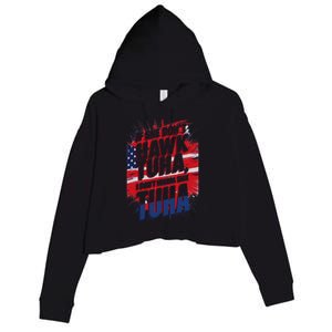 If She DonT Hawk Tuah I DonT Wanna Talk Tuha 4th July Meme Crop Fleece Hoodie