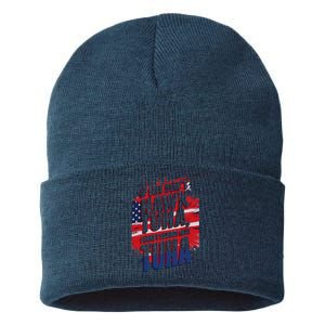 If She DonT Hawk Tuah I DonT Wanna Talk Tuha 4th July Meme Sustainable Knit Beanie