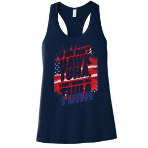 If She DonT Hawk Tuah I DonT Wanna Talk Tuha 4th July Meme Women's Racerback Tank