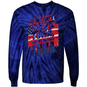 If She DonT Hawk Tuah I DonT Wanna Talk Tuha 4th July Meme Tie-Dye Long Sleeve Shirt