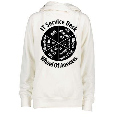 IT Service Desk Wheel Of Answer Information Technology Womens Funnel Neck Pullover Hood