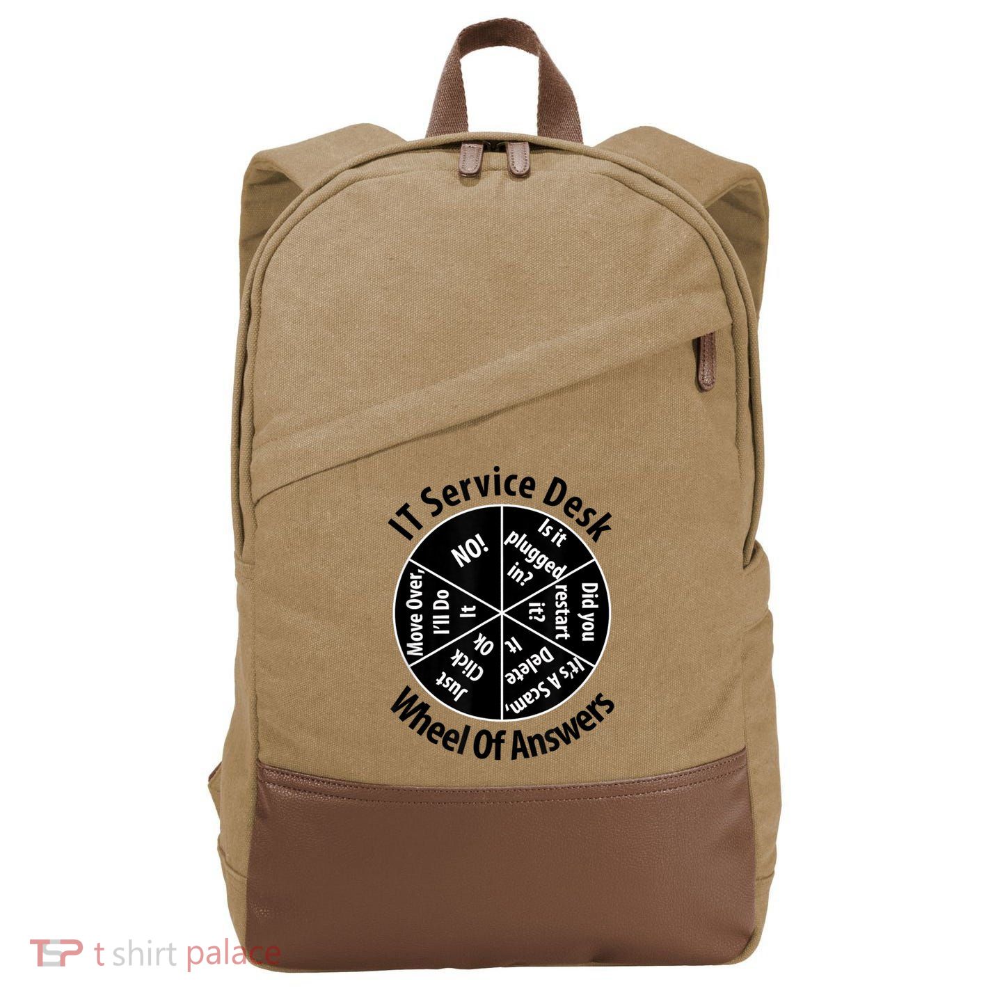 IT Service Desk Wheel Of Answer Information Technology Cotton Canvas Backpack
