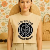 IT Service Desk Wheel Of Answer Information Technology Garment-Dyed Women's Muscle Tee