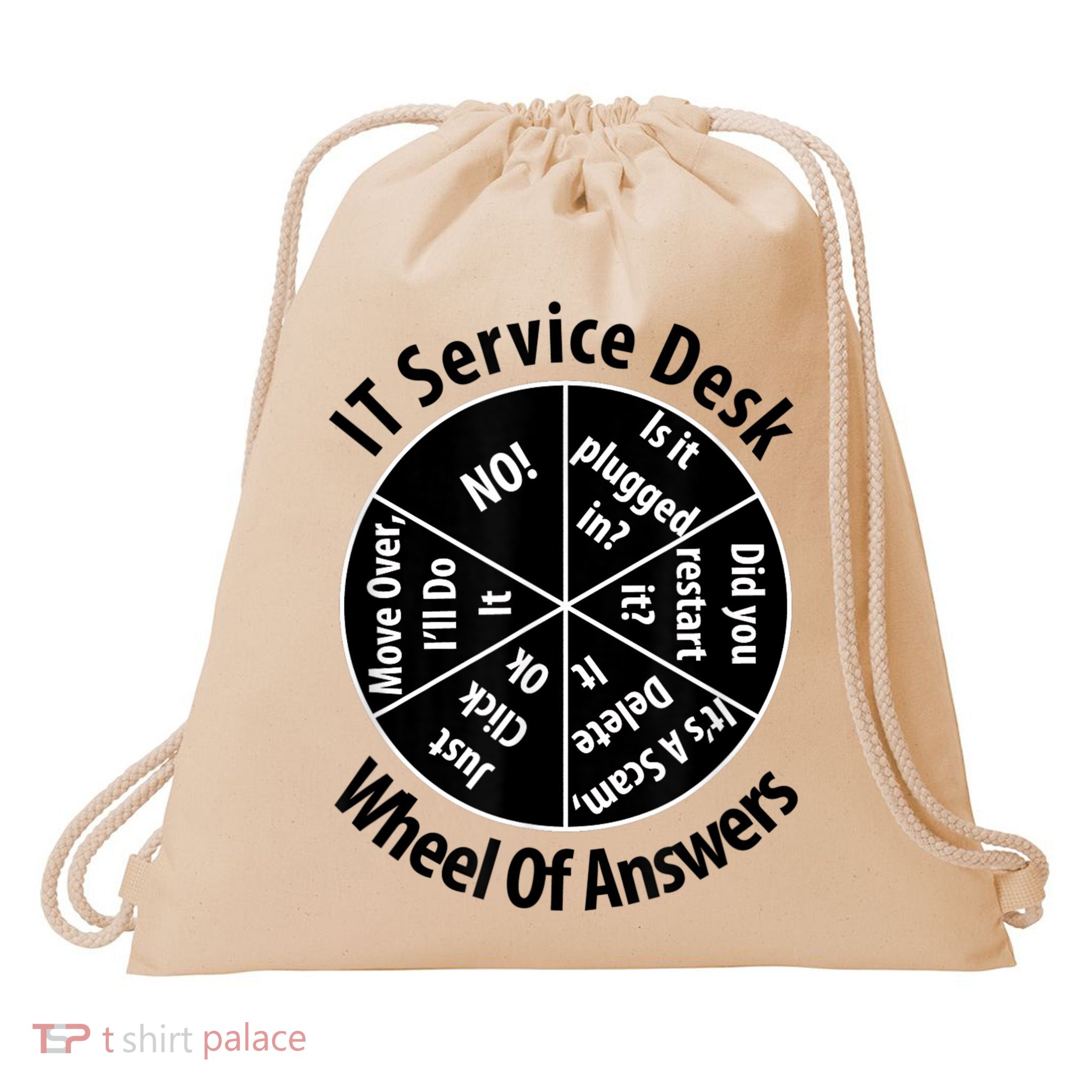 IT Service Desk Wheel Of Answer Information Technology Drawstring Bag