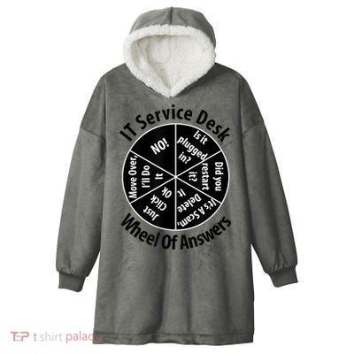 IT Service Desk Wheel Of Answer Information Technology Hooded Wearable Blanket