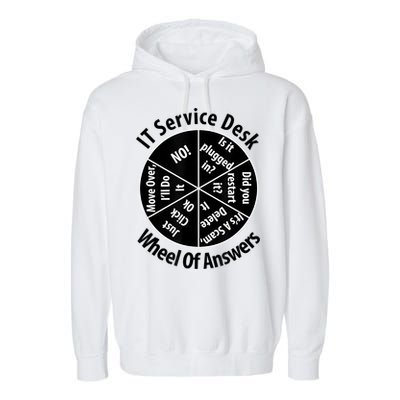 IT Service Desk Wheel Of Answer Information Technology Garment-Dyed Fleece Hoodie