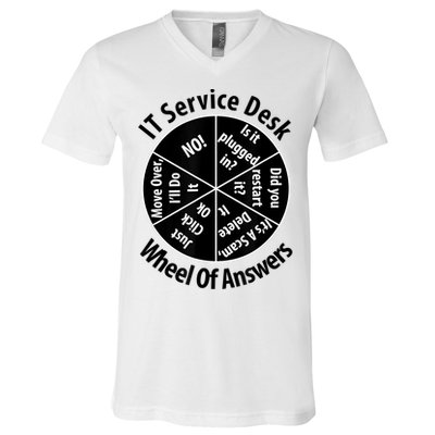 IT Service Desk Wheel Of Answer Information Technology V-Neck T-Shirt