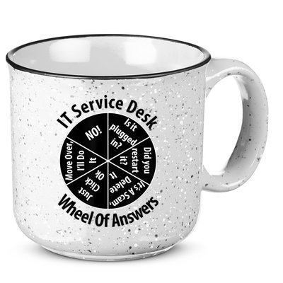 IT Service Desk Wheel Of Answer Information Technology 15oz Campfire Ceramic Mug