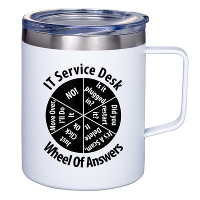 IT Service Desk Wheel Of Answer Information Technology 12oz Stainless Steel Coffee Mug