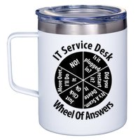 IT Service Desk Wheel Of Answer Information Technology 12oz Stainless Steel Coffee Mug