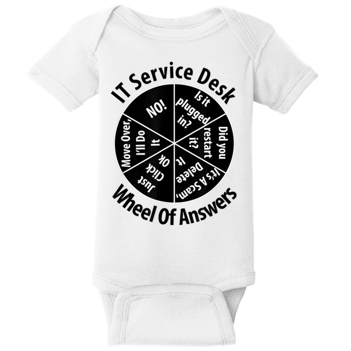 IT Service Desk Wheel Of Answer Information Technology Baby Bodysuit