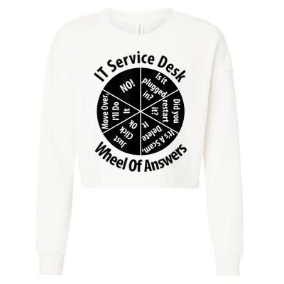 IT Service Desk Wheel Of Answer Information Technology Cropped Pullover Crew