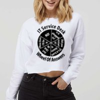 IT Service Desk Wheel Of Answer Information Technology Cropped Pullover Crew