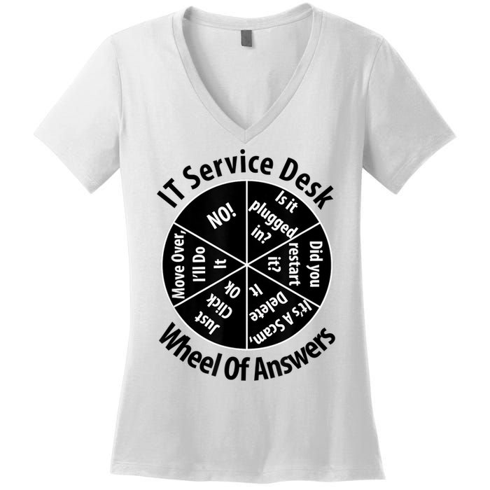 IT Service Desk Wheel Of Answer Information Technology Women's V-Neck T-Shirt
