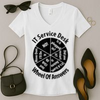 IT Service Desk Wheel Of Answer Information Technology Women's V-Neck T-Shirt
