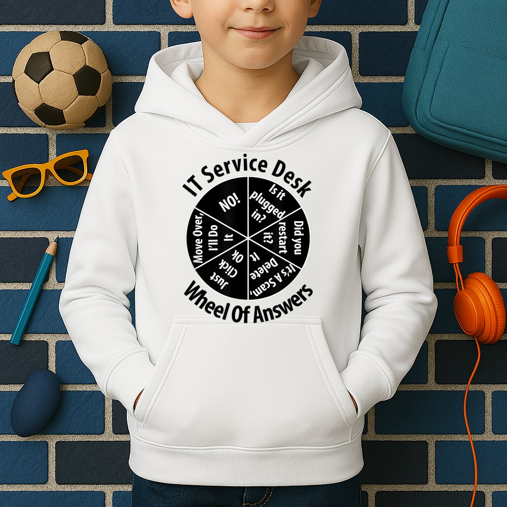 IT Service Desk Wheel Of Answer Information Technology Kids Hoodie