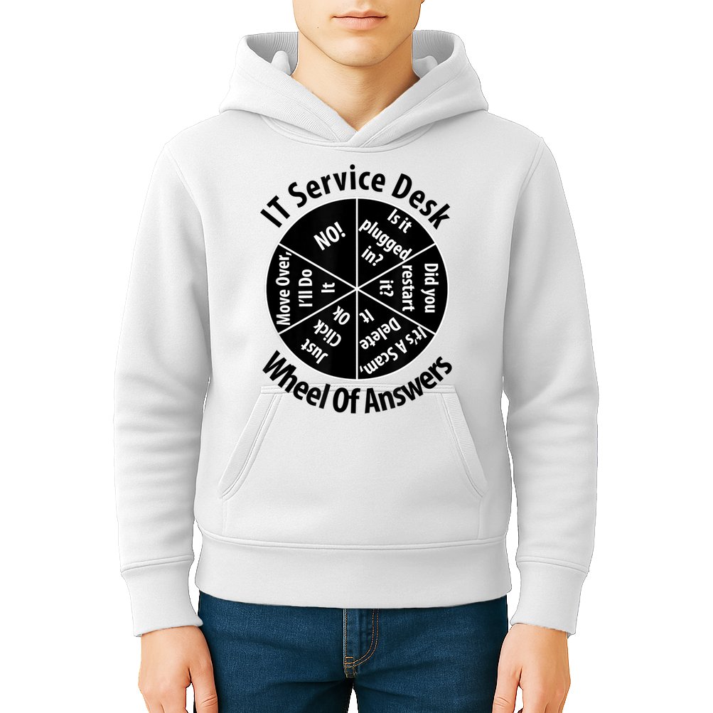 IT Service Desk Wheel Of Answer Information Technology Kids Hoodie