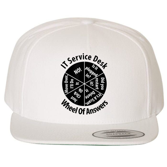 IT Service Desk Wheel Of Answer Information Technology Wool Snapback Cap