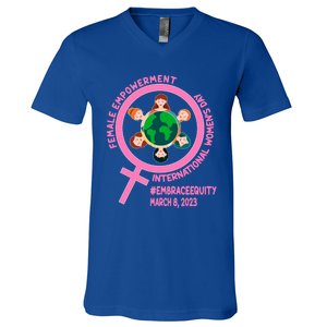 International 'S Day: Empowert Embrace Equity Great Gift V-Neck T-Shirt