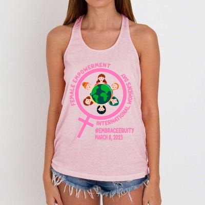 International 'S Day: Empowert Embrace Equity Great Gift Women's Knotted Racerback Tank