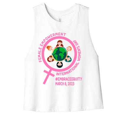 International 'S Day: Empowert Embrace Equity Great Gift Women's Racerback Cropped Tank