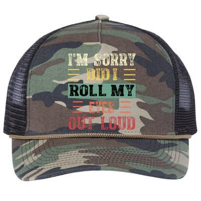 IM Sorry Did I Roll My Eyes Out Loud Funny Sarcastic Retro Retro Rope Trucker Hat Cap