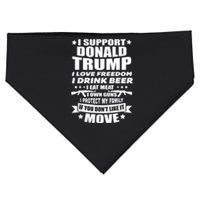 I Support Donald Trump I Love Freedom I Drink Beer USA-Made Doggie Bandana