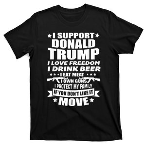 I Support Donald Trump I Love Freedom I Drink Beer T-Shirt