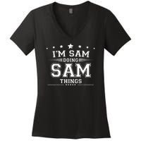 Im Sam Doing Sam Things Women's V-Neck T-Shirt