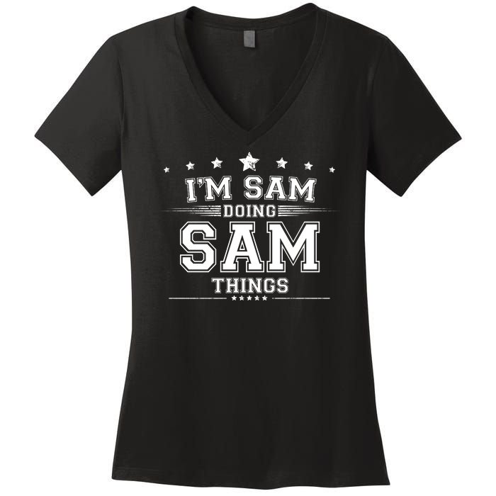 Im Sam Doing Sam Things Women's V-Neck T-Shirt