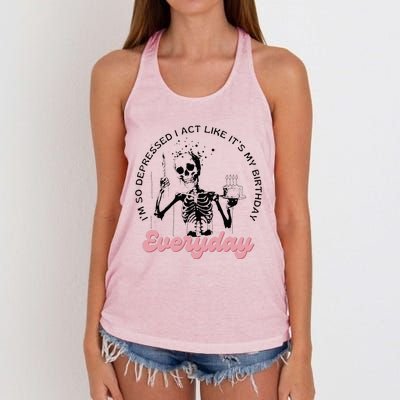 IM So Depressed I Act Like ItS My Birthday Everyday Women's Knotted Racerback Tank