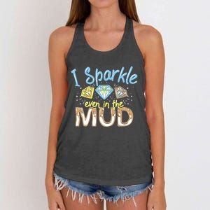 I Sparkle Even In Mud Run Team Princess Funny Mudding Gift Women's Knotted Racerback Tank