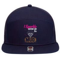 I Sparkle Even In Mud Team Girls Mud Run Funny ATV Quad 7 Panel Mesh Trucker Snapback Hat