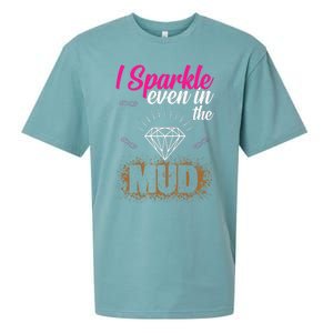 I Sparkle Even In Mud Team Girls Mud Run Funny ATV Quad Sueded Cloud Jersey T-Shirt