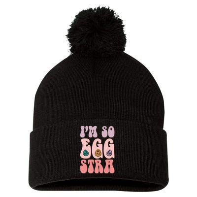 I'M SO EGGSTRA Cute Bunny Egg Hunt Pom Pom 12in Knit Beanie