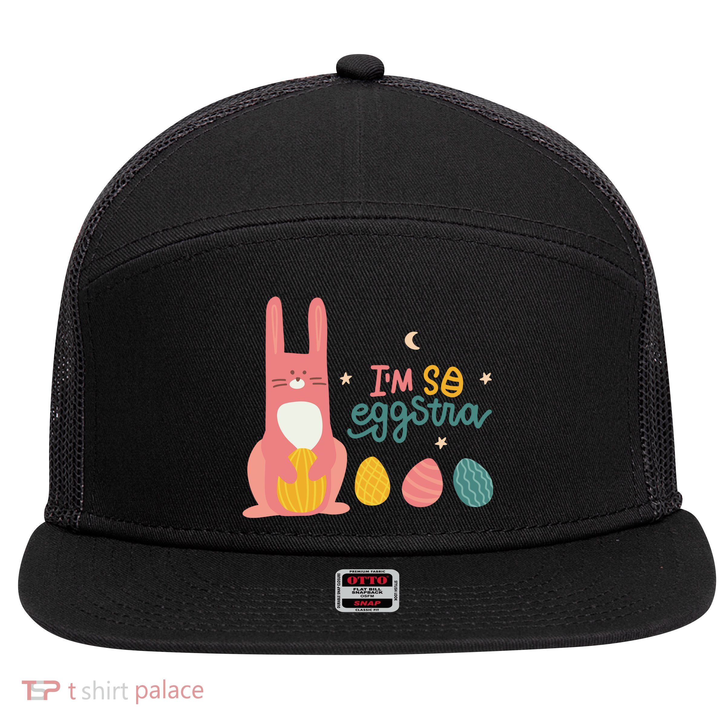 I'm So Eggstra Funny Extra Easter Holiday 7 Panel Mesh Trucker Snapback Hat
