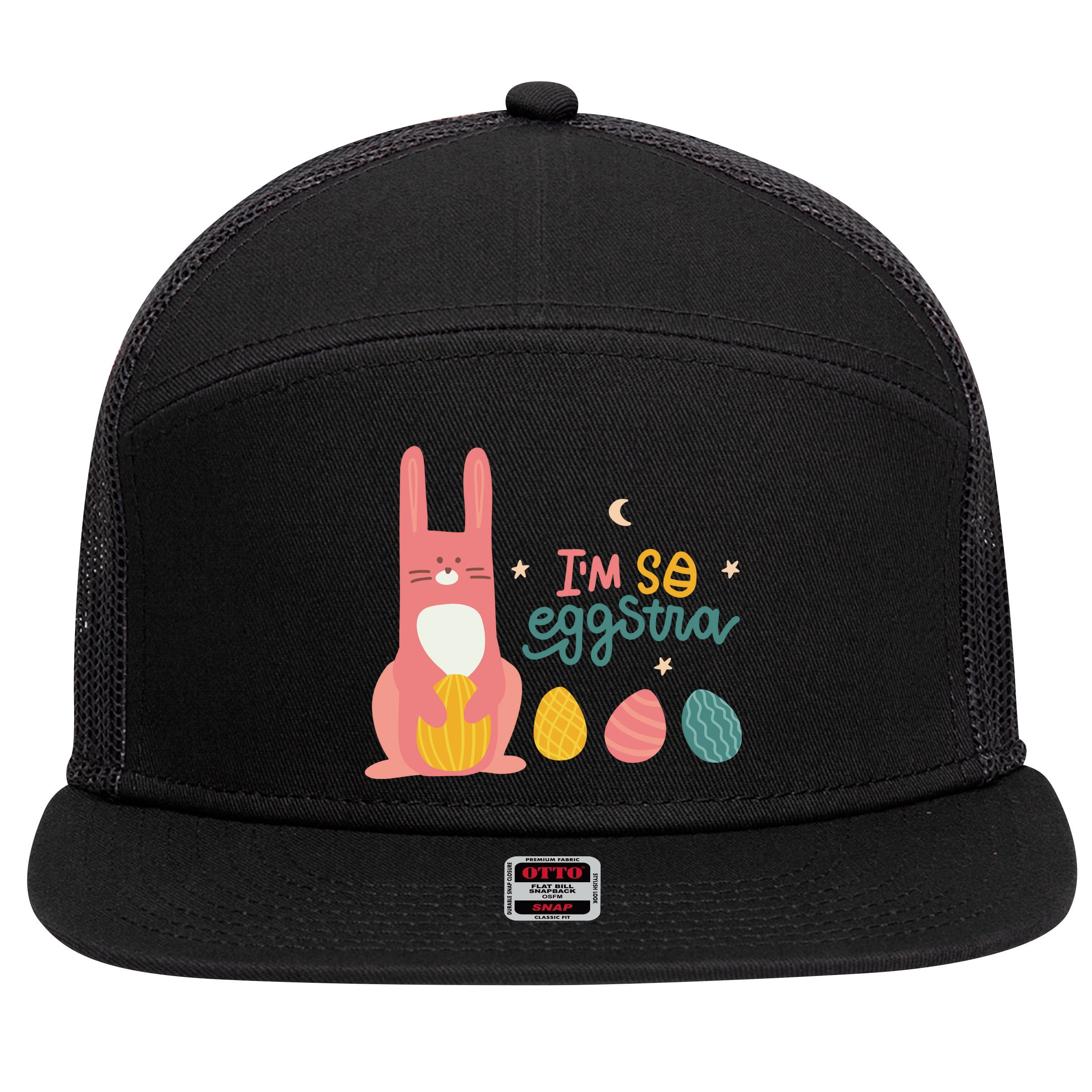 I'm So Eggstra Funny Extra Easter Holiday 7 Panel Mesh Trucker Snapback Hat