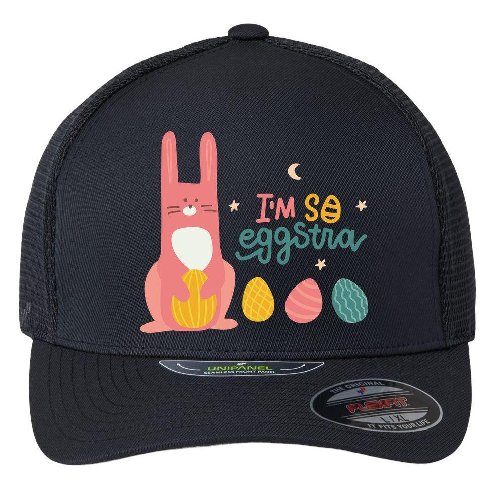 I'm So Eggstra Funny Extra Easter Holiday Flexfit Unipanel Trucker Cap
