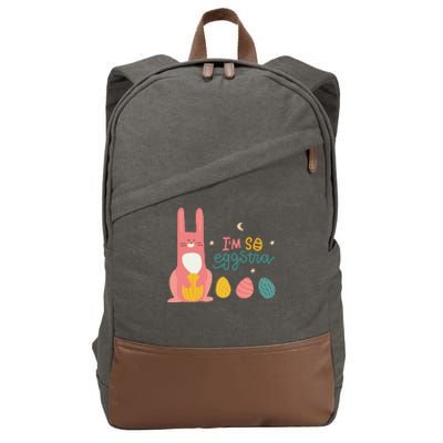 I'm So Eggstra Funny Extra Easter Holiday Cotton Canvas Backpack