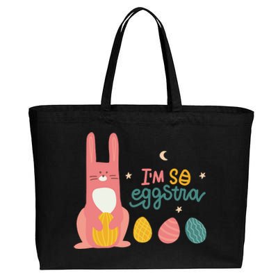 I'm So Eggstra Funny Extra Easter Holiday Cotton Canvas Jumbo Tote