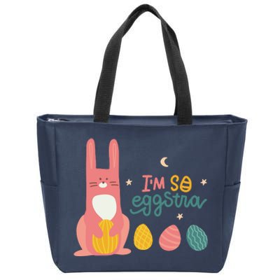 I'm So Eggstra Funny Extra Easter Holiday Zip Tote Bag