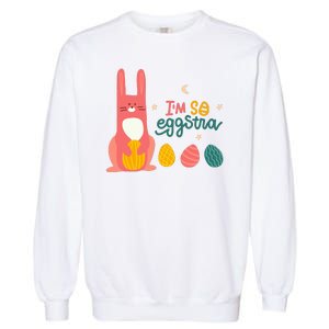 I'm So Eggstra Funny Extra Easter Holiday Garment-Dyed Sweatshirt