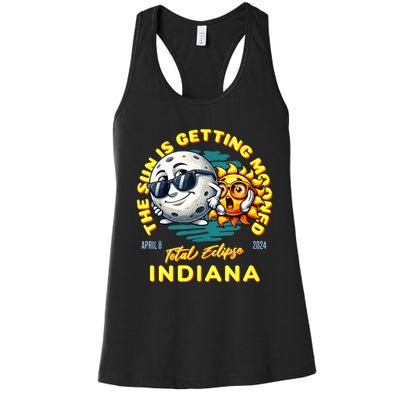 Indiana Solar Eclipse Apr 8 2024 Sun Is Getting Mooned Women's Racerback Tank