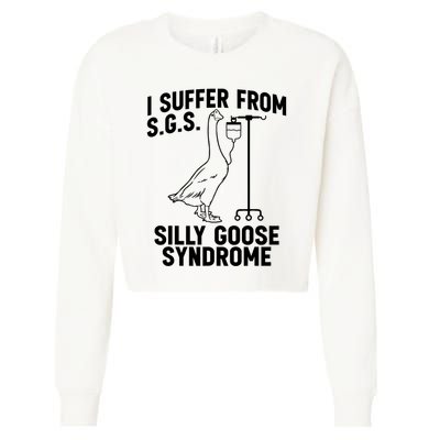 I Suffer From Silly Goose Syndrome Funny Goose Joke Humor Cropped Pullover Crew