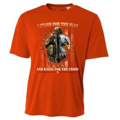 I Stand For The Flag And Kneel For The Cross Us Flag Veteran Gift Cooling Performance Crew T-Shirt